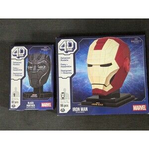 4D Build Marvel Iron Man And Black Panther Puzzle Model Kit Helmet infinity saga